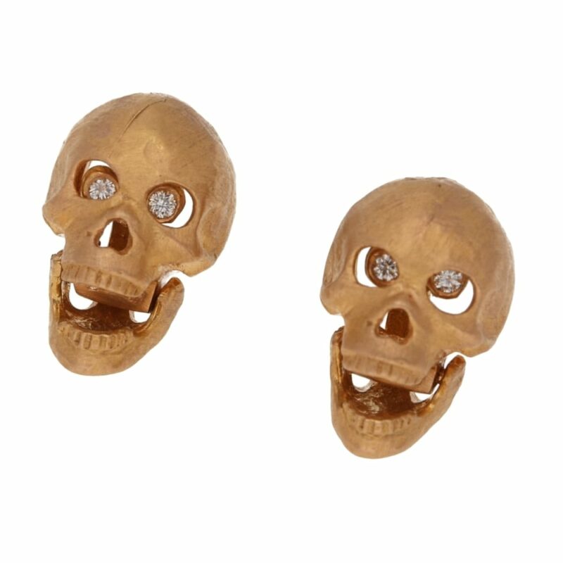 Skull Earrings with Diamond Eyes