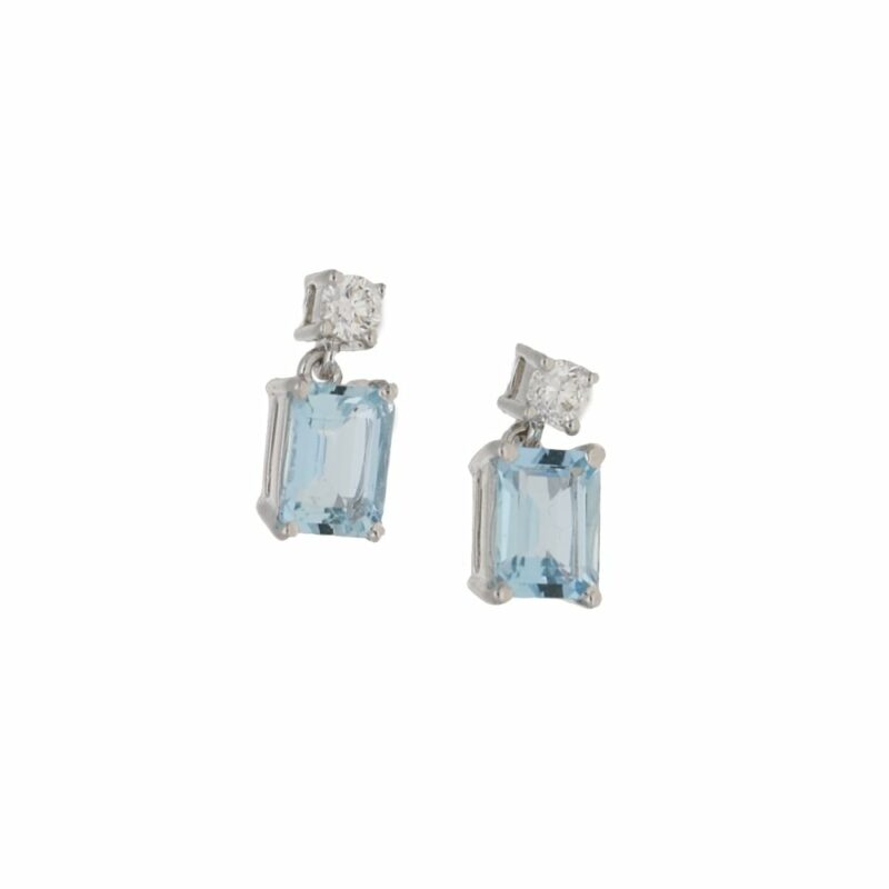 18ct gold aquamarine diamond drop earrings