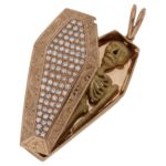 18ct rose gold coffin pendant set with diamond