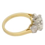 3.84ct Diamond Three-Stone Ring in Yellow Gold and Platinum