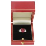 Ruby Diamond Three Stone Engagement Ring