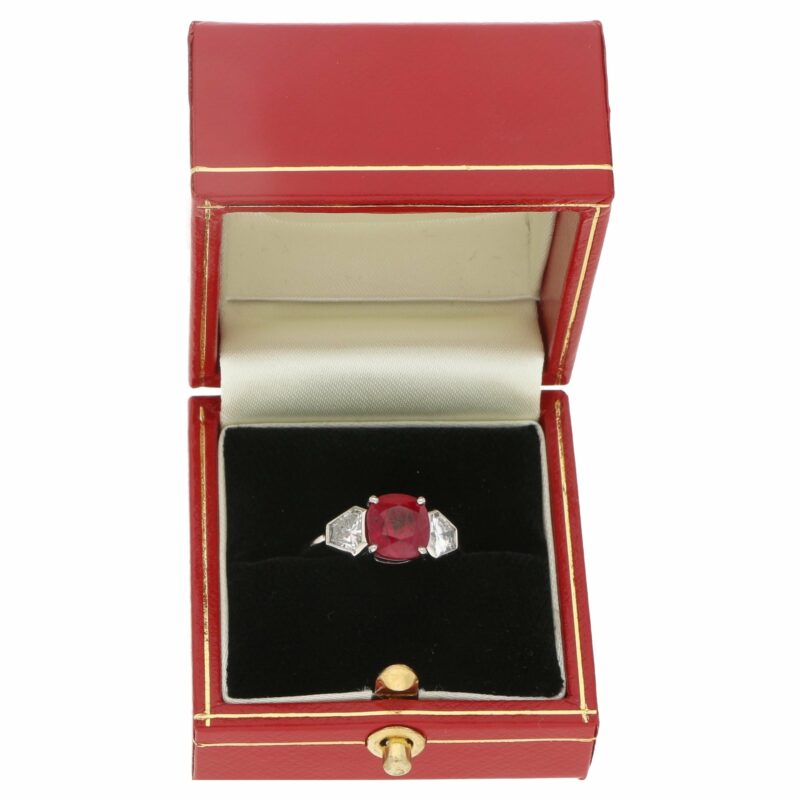 Ruby Diamond Three Stone Engagement Ring