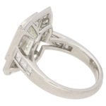 4.13ct Deco style emerald cut diamond ring