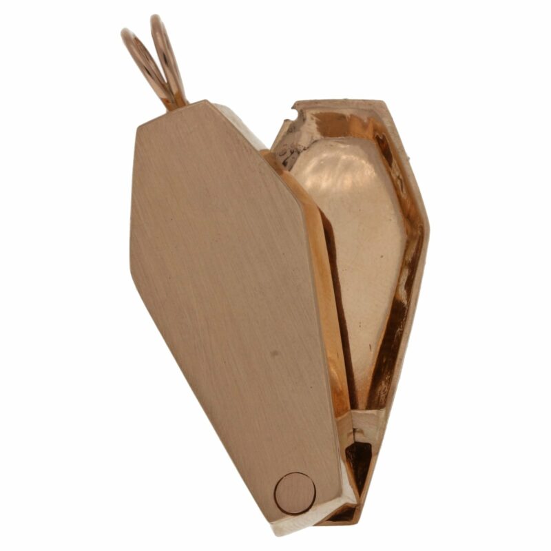18ct rose gold coffin pendant set with diamond