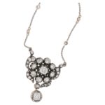 Victorian Floral Diamond Necklace in Silver-on-Gold