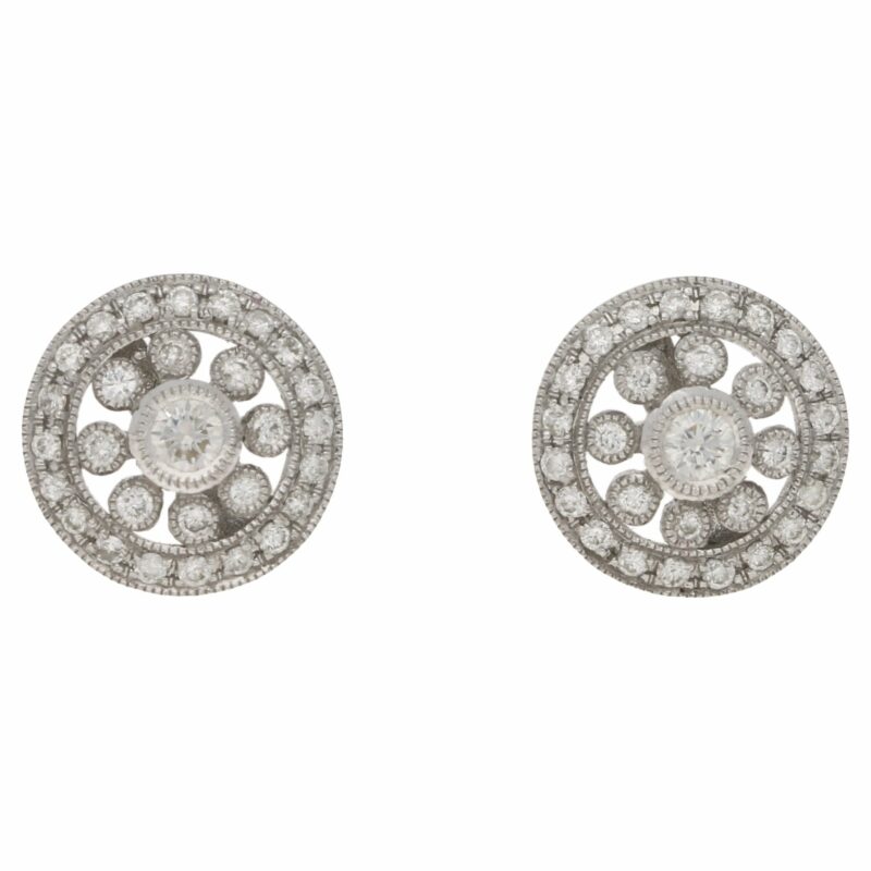 18ct white gold diamond set cluster ear studs