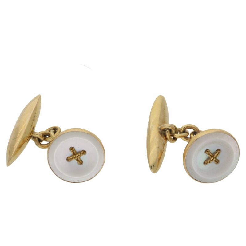 15k gold mother of pearl chain link cufflinks