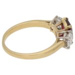 18ct gold ruby diamond three stone engagement ring