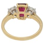 18ct gold ruby diamond three stone engagement ring