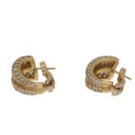 Vintage Cartier Diamond Gold Double Hoop Earrings