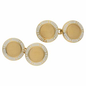 Vintage Bulgari gold enamel cufflinks