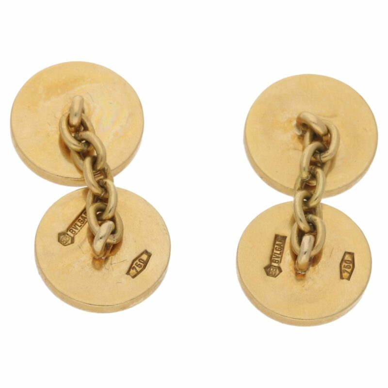 Vintage Bulgari gold enamel cufflinks