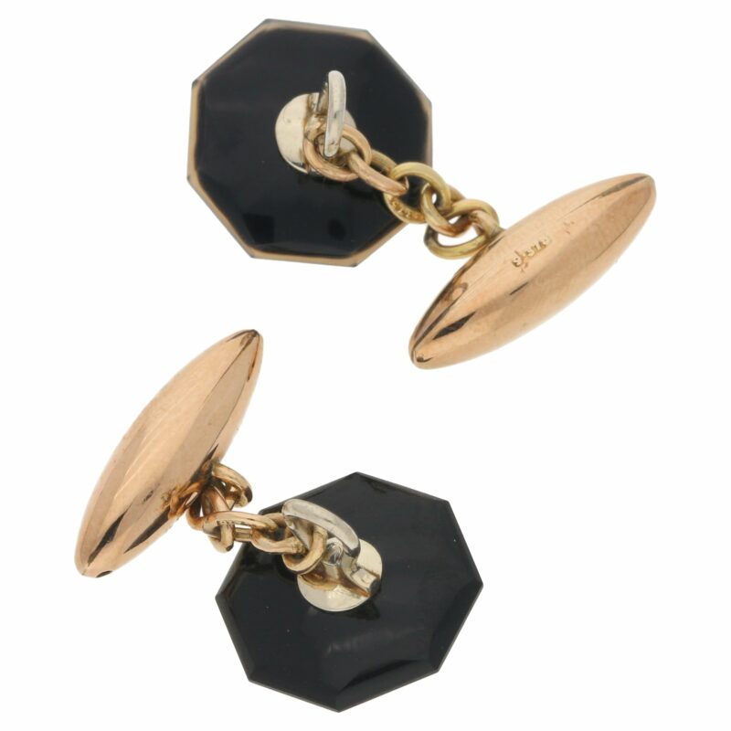 18k octagonal cufflinks with diamond centres