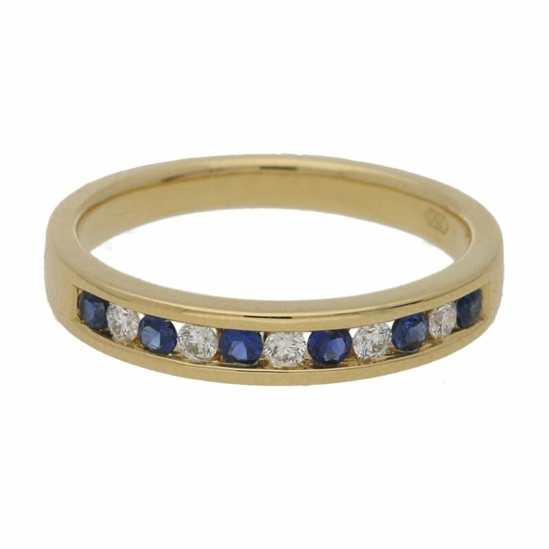 18ct gold sapphire diamond half eternity ring