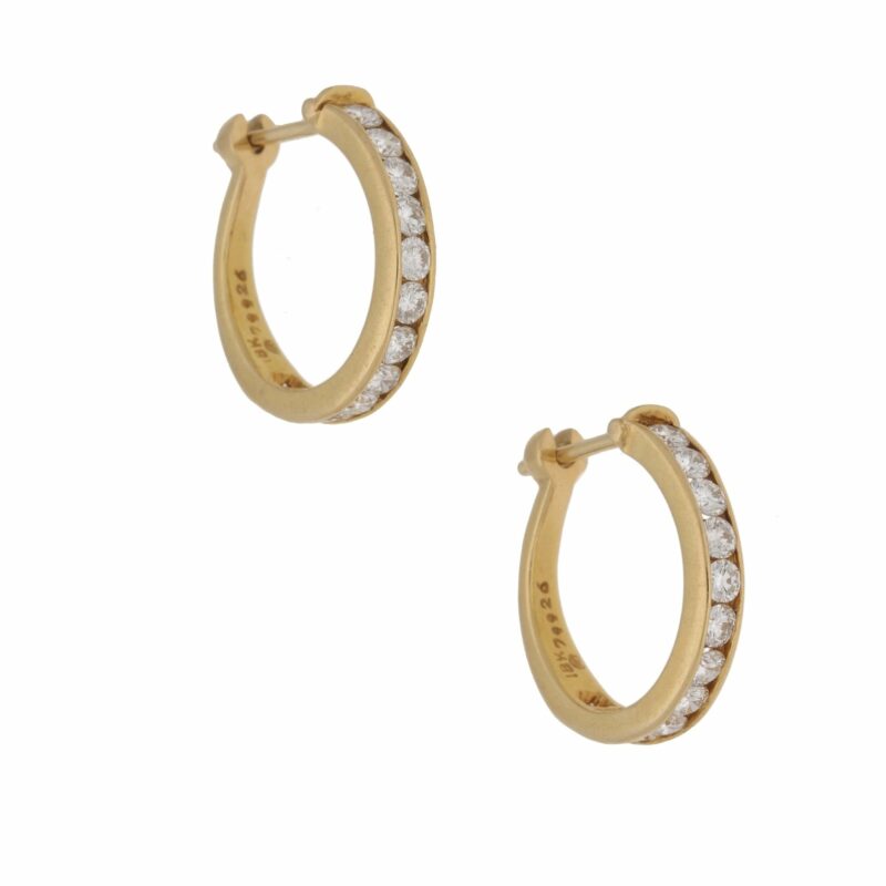 18k yellow gold and diamond hoop earrings