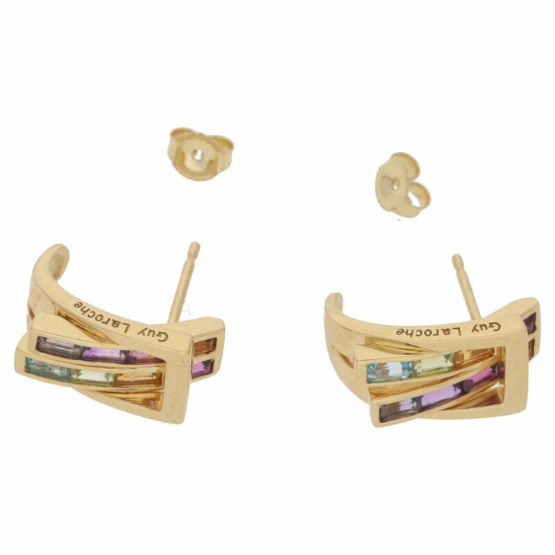 18k yellow gold multi-gem Guy Laroche earrings