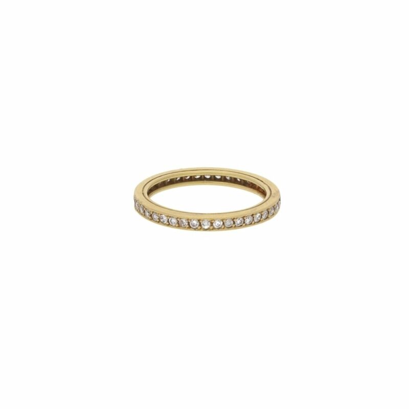 18ct yellow gold grain set diamond full eternity ring