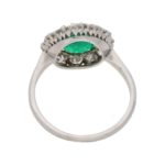 Platinum emerald diamond cluster engagement ring