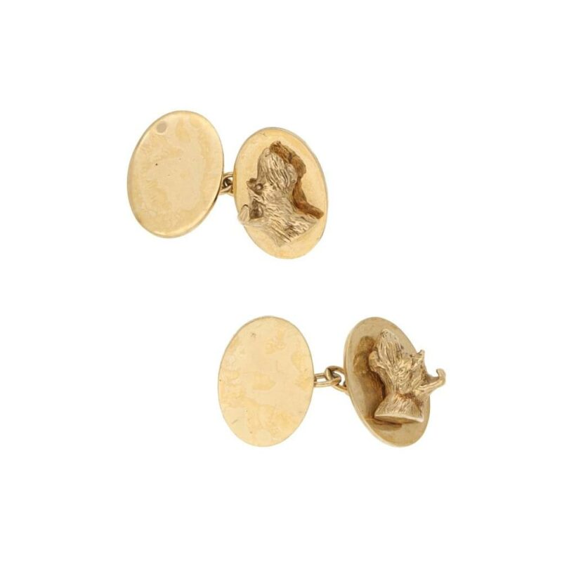 9ct yellow gold Fox Terrier cufflinks