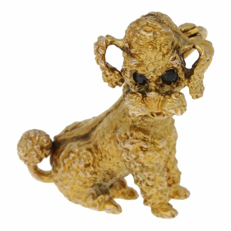 Gold Sitting Poodle Brooch