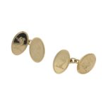 9k gold engraved chain link cufflinks