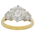 3.84ct Diamond Three-Stone Ring in Yellow Gold and Platinum