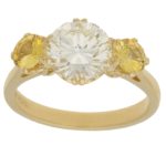 1.85ct Diamond and Yellow Sapphire Engagement Ring