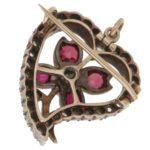 Victorian diamond ruby floral witches heart pendant brooch