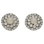 Antique pearl and diamond cluster earrings