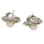 Antique pearl and diamond cluster earrings