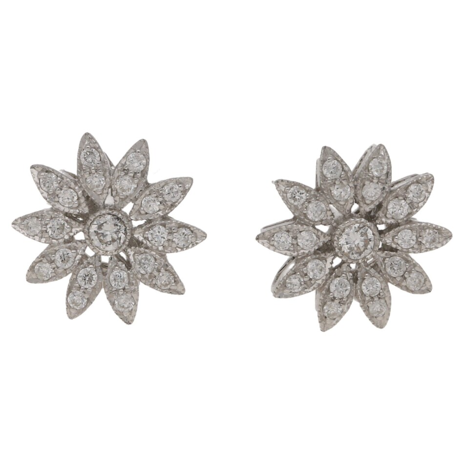 Diamond Cluster Daisy Stud Earrings