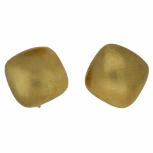 18ct gold matt cushion earrings