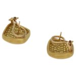 18ct gold matt cushion earrings