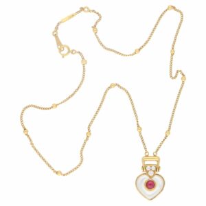 Mauboussin diamond ruby mother-of-pearl heart necklace