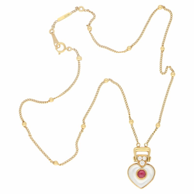 Mauboussin diamond ruby mother-of-pearl heart necklace