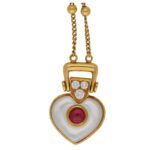 Mauboussin diamond ruby mother-of-pearl heart necklace