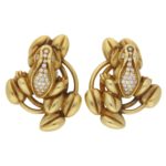 Kieselstein Cord diamond set frog ear clips