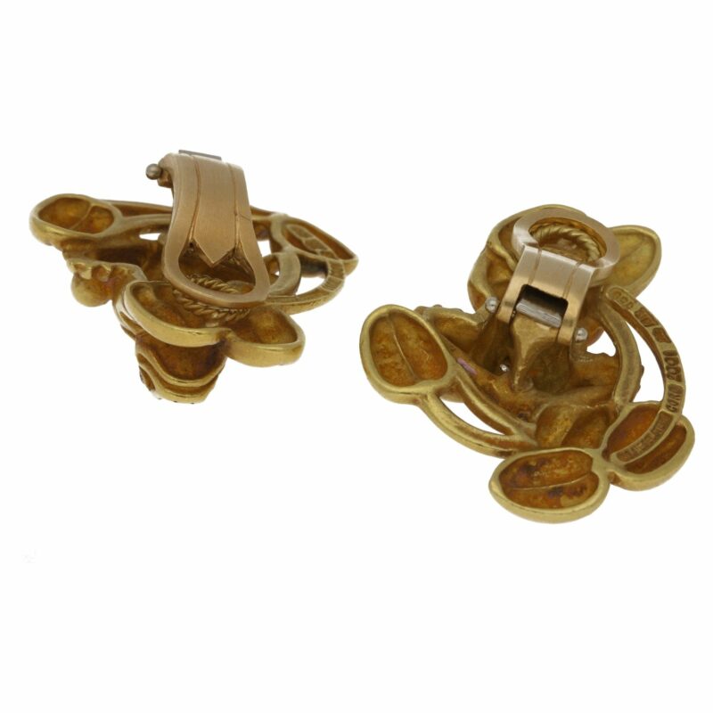 Kieselstein Cord diamond set frog ear clips