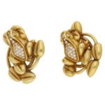 Kieselstein Cord diamond set frog ear clips