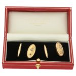 Victorian gold engraved diamond set cufflinks