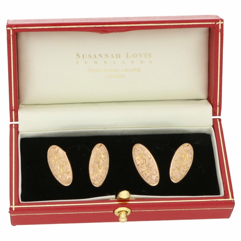 Antique 9ct rose gold leaf pattern cufflinks