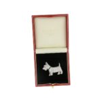 Vintage Diamond and Emerald Scotty Dog Brooch