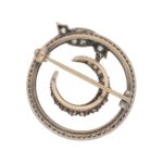 Victorian diamond crescent moon brooch