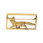 Victorian Diamond Fox Frame Brooch in Yellow Gold, c. 1870