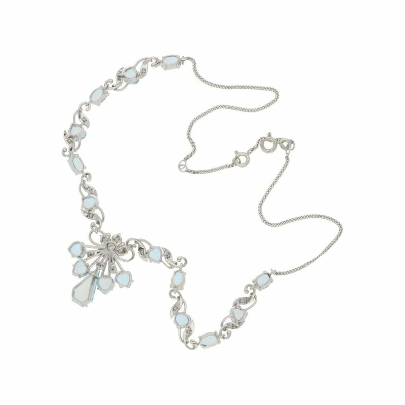 Aquamarine and Diamond Floral Necklace