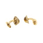 14ct gold rope work cabochon tiger's eye cufflinks