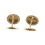 14ct gold rope work cabochon tiger's eye cufflinks