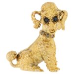 Gold Sitting Poodle Brooch