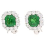 Tsavorite garnet diamond cluster earrings in platinum