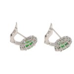 Tsavorite garnet diamond cluster earrings in platinum